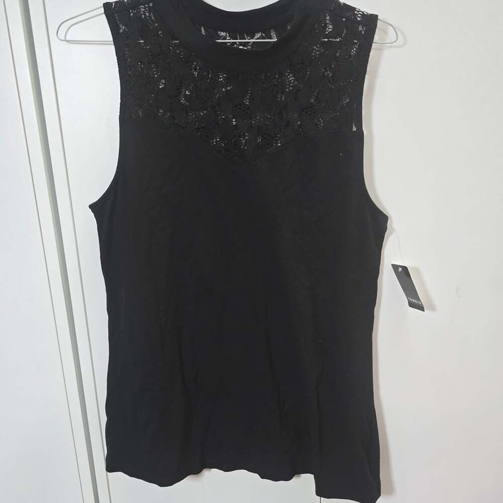 Torrid Black Lace Yoke High Neck Tank Top